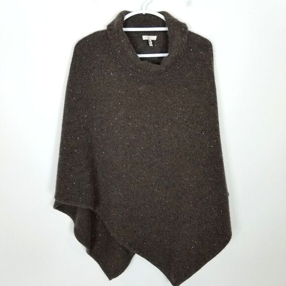 Joie Women Cashmere Poncho Sweater Sz M/L Mock Neck Speckled Taupe/Brown - Picture 1 of 9